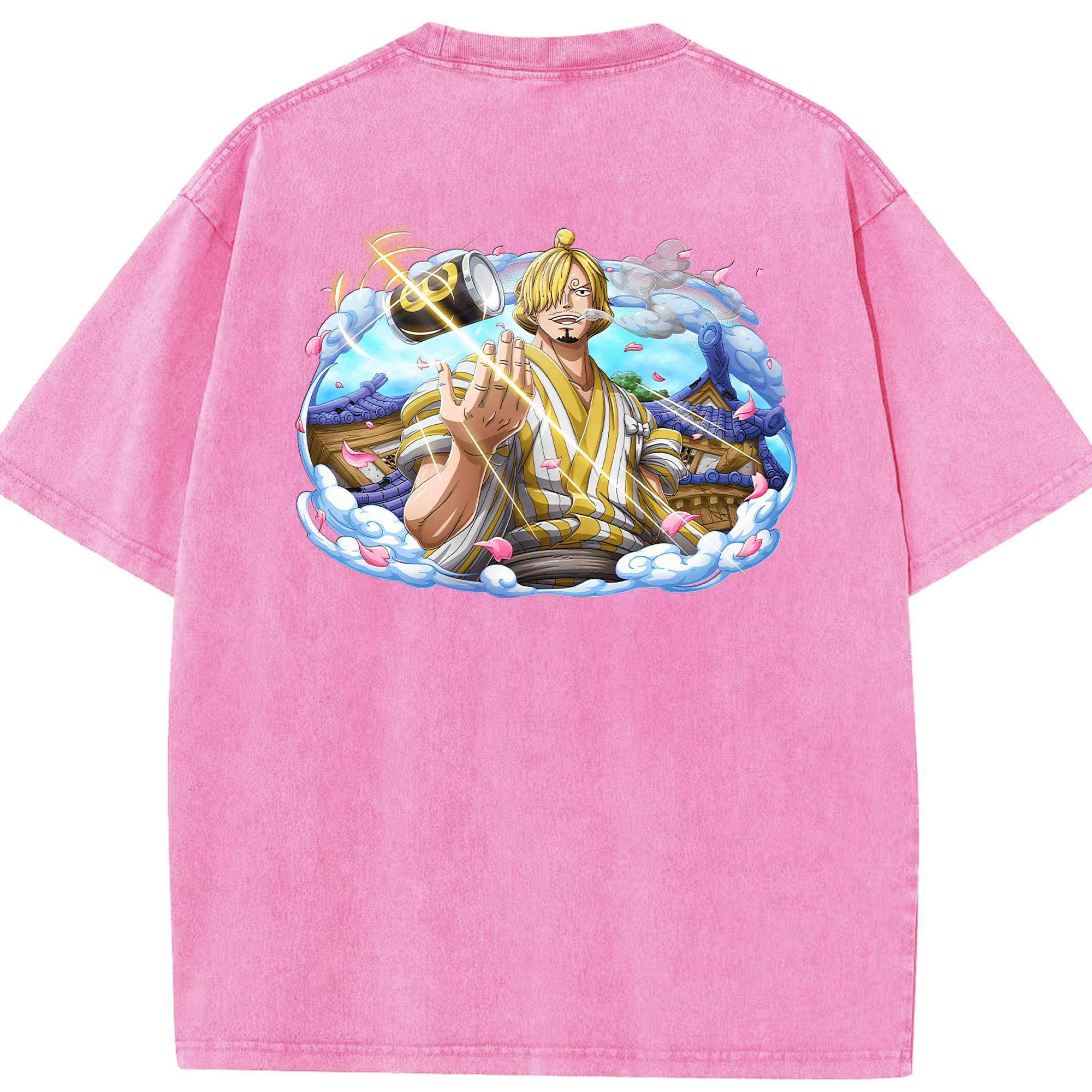 ワンピース サンジ ONE PIECE Sanji 綿100% ヴィンテージ風 半袖Tシャツ（背面プリント）